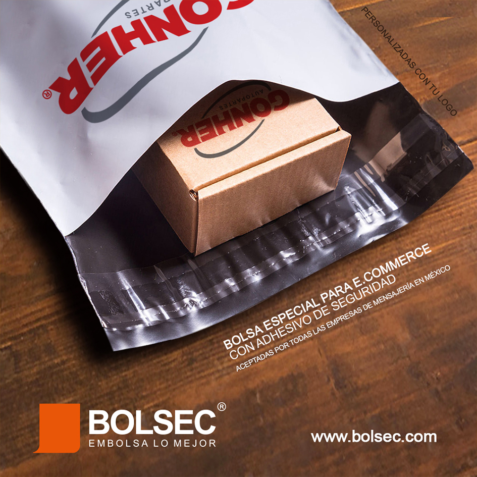 bolsas poly mailers para envíos de mensajería impresas con tu logo